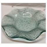 Light green recycled glass wavy edge bowl