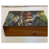 Horse river scene wood jewelry box