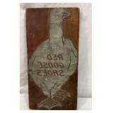 Antique Red Goose Shoes printing block