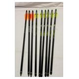 Nine 20 inch crossbow bolts. 6 Victory. 3 Easton