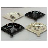 Four Vtg fan shaped porcelain candy dishes