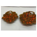 Two leaf shaped serving dishes