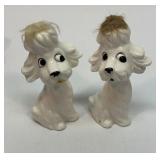 Vtg white poodle dog salt and pepper with hair