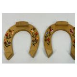 Wood wall mount horseshoes key hooks