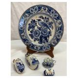 Blue and white items.  Various makers.