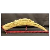 Vtg resin intricate carved tusk sculpture