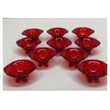 Vtg Cambridge Glass ruby red footed salt