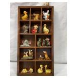 Wall mount shadowbox with miniature animals