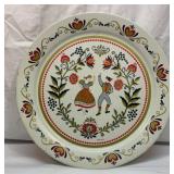 Vtg Maxey metal folk art tray. 19 inches wide.