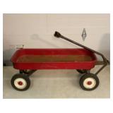 Red metal wagon