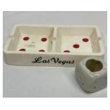 Ceramic dice ashtray with dice match holder