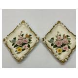 Vtg chalk flower wall hangers