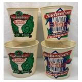 Four Budweiser beer tubs