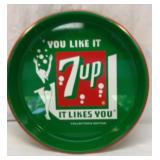 Seven-Up metal party tray. 14 inches wide.