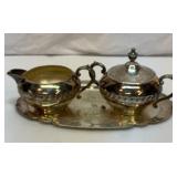 Silver plate cream and sugar