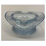 Light blue ribbed glass top hat ashtray
