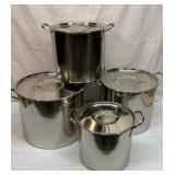Bass Pro stainless steel stock pots set of four