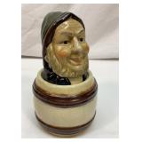 Vtg Leprechaun in Barrel tobacco jar