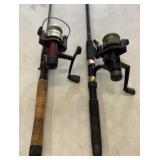 Two Quantum fishing rod and reel sets