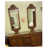 Nine drawer dresser with two wall mount mirrors