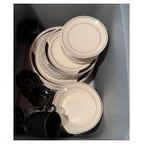 Group of dishes in tote with lid