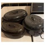 Three roasting pans