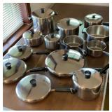 Large lot of Revere Ware pots, pans and lids