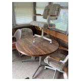 43 inch round table & 3 rolling chairs