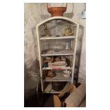 Wicker arched shelf & contents
