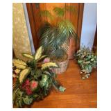 Three pieces of artificial greenery