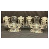 Vtg pair candelabras with glass crystals