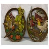 Two 1974  Burwood farm scene wall hangers