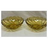 Two Capri seashell swirl amber bowls