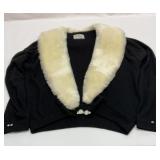 1950s black sweater.  fur collar and rhinestones