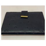 Italian dark blue ostrich skin wallet