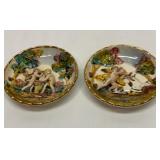 Two Capodimonte embossed trinket bowls