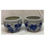 Pair of Asian grapevine ceramic pots