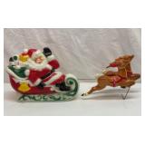 Vtg 1970 Empire Santa and reindeer blow mold