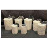 Seven pc. gray and white marble canister set