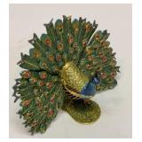 Jeweled enamel peacock trinket box