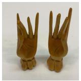 Two wood hands.  4 1/2 inches tall.