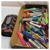 Large group of sharpies, etc. and full case