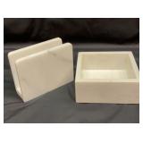 Two gray and white marble napkin holders