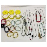 Bracelets, earrings, and necklaces