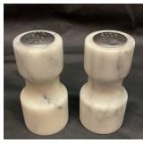 Gray and white marble salt and pepper shakers