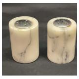Gray and white marble salt and pepper shakers