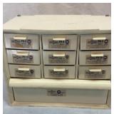 Vtg Ray O Vac store display bin. Full of bolts.