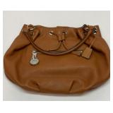 Michael Kors brown leather drawstring tote bag