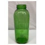 Vtg green glass water or juice refrigerator bottle