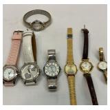 Seven watches.  Anne Klein, Guess, etc